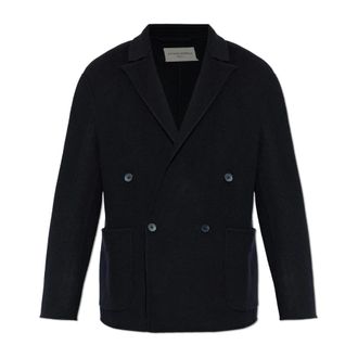 Officine G&eacute;n&eacute;rale Double-Breasted Coats, male, Blue, Size: 2XL Maxwell Wool Jacket