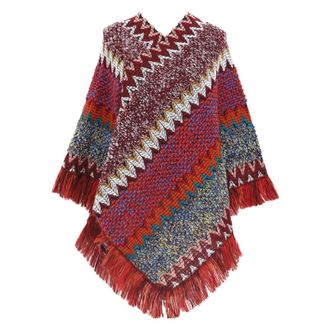 Generic Winter 2024 Retro Ethnic Knit Ponchos Ladies Poncho with Fringed Hem Ladies Knitted Shawls and Wraps Autumn Crochet Cape Shawl Wrap Long Sweater Ponch