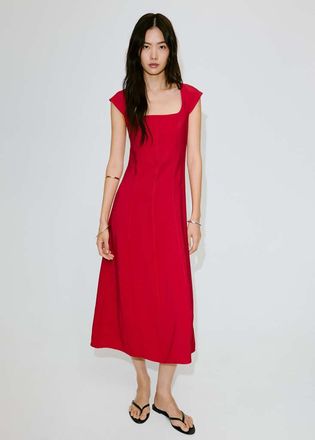 Mango Vestito svasato schiena fiocco rosso - Donna - XXS - MANGO