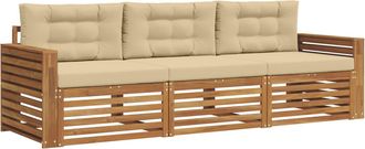 vidaXL Conjunto De Sof&aacute;s De Exterior 3 Uds. Natural Y Beige Vidaxl