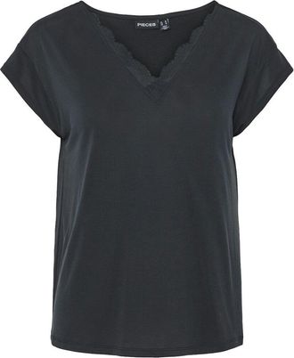 Pieces T-shirt met korte mouwen en V-hals