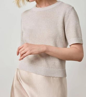 Lilla P Womens Short Sleeve Sparkle Top In Mist