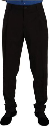 Dolce & Gabbana Wollen Slim-fit Pantalon - Heren - Nette broeken - Bruin - 2XL - Wol - Broeken