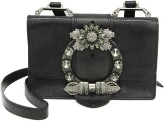 Miu Miu Pre-owned Cross Body Bags, female, Black, Size: ONE SIZE Pre-owned Leather Cross Body Bag