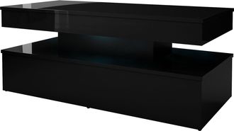 Mirjan24 Mobilier1 - Mesa De Centro Monfero 100, Negro + Negro Brillante, 50x55x120cm, Di&aacute;metro: 0, Mdf, Angular, Led