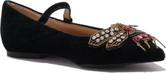 Vicolo Velvet ballerina schoen met patch strass - Dames - Ballerinas - Groen - 36 EU - Schoenen