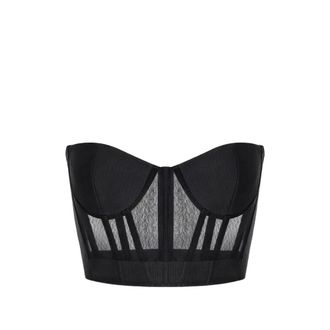 Elisabetta Franchi Tops, Dames, Zwart, S, Sweetheart Corset Top