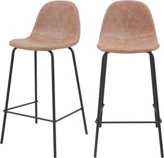 Rendez-Vous D&eacute;co Set de 2 taburetes para isla de cocina marr&oacute;n claro 65 cm