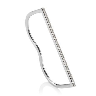 Monica Vinader Sterling Silver Fiji Skinny Double Diamond Ring Diamond