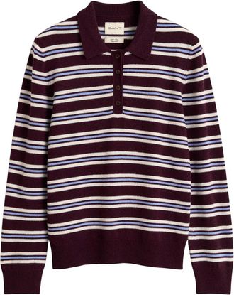 GANT Superfine Lambswool Gestreepte Rugger - Heren - Polos - Paars - XL - Wol - Tops