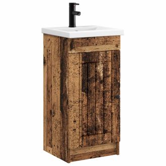 vidaXL Vanidad De Ba&ntilde;o Con Lavabo Madera Envejecida 42 X 40 X 84,5 Cm Vidaxl