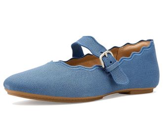 FitFlop Delicato Wave-Edge Canvas Mary Janes Womens Dress Flat Shoes Cosmic Blue : 7.5 M (B), Polyester