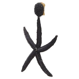 Oscar De La Renta Oscar DE LA Renta black Large Starfish bead embellished clip on earrings