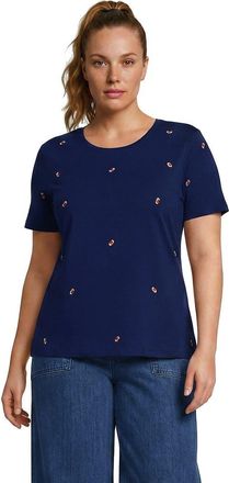 Lands End Supima Cotton Crew Neck T-Shirt in Football Embroidery/navy at Nordstrom, Size 2X