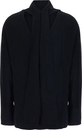 Toteme Draped Collar Viscose Blouse - Black