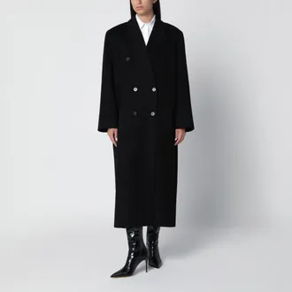 Frankie Shop Cappotto doppiopetto Gaia nero in misto lana