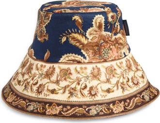 Zimmermann Paisley Reversible Linen Bucket Hat in Navy Jacobean at Nordstrom, Size Small/medium