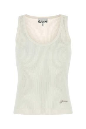 Ganni Ivory Cotton Tank Top