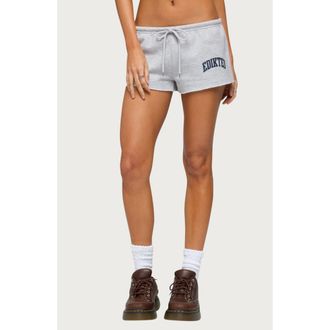 Edikted Sporty Babe Logo Micro Shorts in Gray-Melange at Nordstrom, Size X-Small