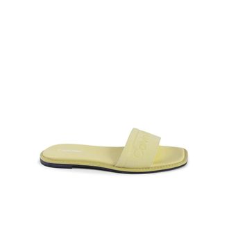 Calvin Klein Sliders, female, Yellow, Size: 11 US Yellow Slide Sandals Eco-Friendly Style