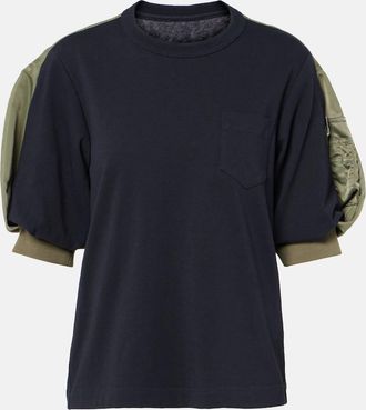 sacai T-shirt in jersey di cotone con twill
