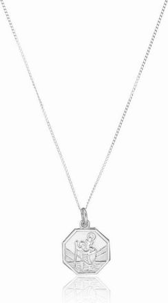 Lily & Roo Silver Small Octagonal St Christopher Necklace