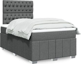 vidaXL Vidaxl - Cama Box Spring Con Colch&oacute;n Tela Gris Oscuro 120x190 Cm