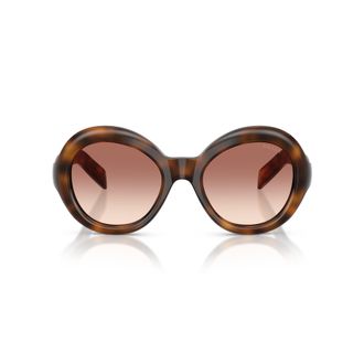 Prada 0pr D08su Large Round Tortoiseshell Sunglasses