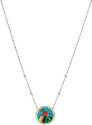 Jacquie Aiche 14K Yellow Gold Small Mountain Scenic Inlay Diamond Necklace - Womens - 14kt Gold/Diamond