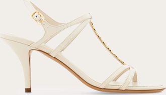 Ferragamo Donna Sandalo T-strap Vara chain Bianco Taglia 36.5