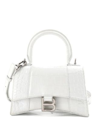 Balenciaga Hourglass Top Handle Bag Crocodile Embossed Leather XS satchel - Wit