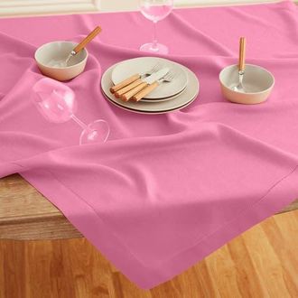 Solino Home Linen Table Throw - Classic Hemstitch, 52 x 52 Inch, 52 x 52 Inch in Flamingo Pink at Nordstrom, Size Medium