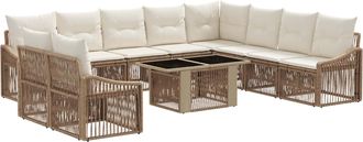 vidaXL Conjunto De Sof&aacute;s De Jard&iacute;n 11 Uds. Beige Y Blanco Crema Vidaxl