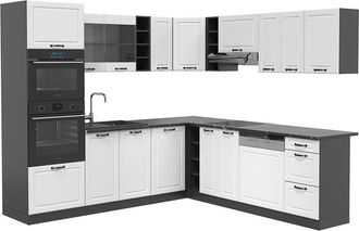 Vicco Cocina Esquinera R-line, Casa De Campo Blanca/antracita, 237 X 247 Cm, Et Antracita