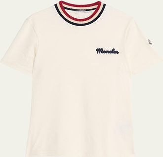 Moncler Mens Jersey Stripe-Ribbed Crewneck T-Shirt