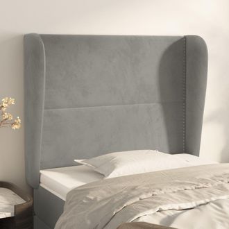 vidaXL Cabecero Con Orejas De Terciopelo Gris Claro 103x23x118/128 Cm Vidaxl