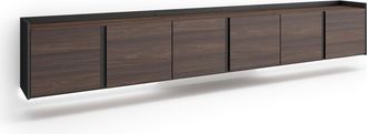 Skraut Home Skraut Home - Mueble Tv, Televisi&oacute;n, Muebles De Sal&oacute;n, Almacenaje, 309x35x50cm, Para Tv Hasta 80, Colgado, Suspendido, Led, Estilo Moderno, Roble Oscu