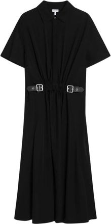 Loewe Gedrapeerde midi-jurk - Dames - Casual kleedjes - Zwart - XS - Leer - Kleedjes