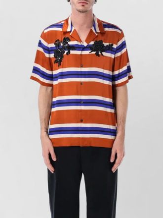 Dries Van Noten carlottne short sleeve striped shirt embroidery