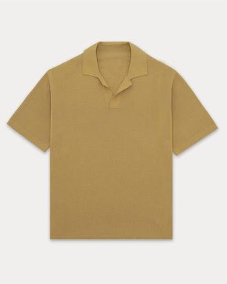 Fortela Adrien V-Neck Cotton Polo in Mustard at Nordstrom, Size X-Large Eu