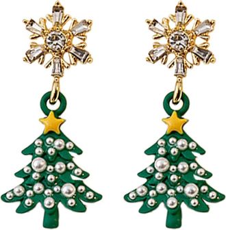 Generic Small Stud Earrings For Women Christmas Tree Snowflake Earrings Asymmetrical Christmas Tree Design Silver Studs (A, One Size)