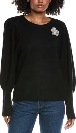 CeCe by Cynthia Steffe Heart Rhinestone Patch Puff Sleeve Sweater