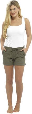 Tom Franks LADIES / WOMENS CASUAL LINEN COOL SHORTS, PERFECT FOR HOLIDAYS / SUMMER / BEACH (18, Khaki Shortie)