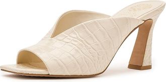 Vince Camuto Galeni Peep Toe High Heel Mules Womens Sandals Creamy White : 7.5 M, Faux Leather
