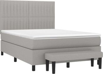 vidaXL Vidaxl - Cama Box Spring Con Colch&oacute;n Tela Gris Claro 140x200 Cm