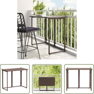 vidaXL vidaXL Tavolo esterno - Tavolo Pieghevole da Giardino Marrone 90x51x75 cm Polyrattan
