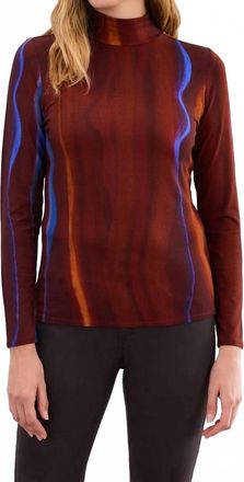 FDJ Long Sleeve Mock Neck Top In Brown