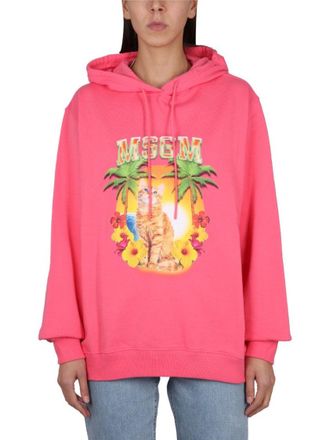 Msgm Vibrant Sweatshirt With Drawstring Hood And Playful Graphic