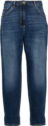 Elisabetta Franchi cropped boyfriend jeans - women - Cotton/Cotton/Polyester - 25 - Blue