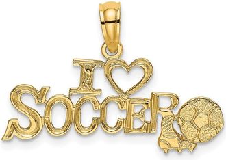 Diamond2Deal 14k Yellow Gold I HEART SOCCER with Ball Charm Pendant